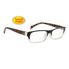 R9032 1.00 Hinge Striped Readers Rectangle Black Unisex Plastic Spring
