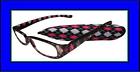 1 Argyle Reading Glasses Plastic Frame Fashion Design Reader Matching Pouch
