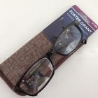 1017663-125 Foster Grant Reading Glasses Brown Plastic With Case 887661253552