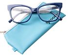 17-634-blue-300 Soolala Vintage Stylish Lens Oversized Reading Glass Big Eyeglass Frame