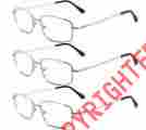3pk-er6002-sl Eye-zoom 3pk Silver Metal Frame Readers Spring Hinge Magnifying Reading Glasses