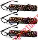 3pk-ercd315-bk-og-an Eye-zoom 3pk Black Orange Animal Print Readers Leopard Two Tone Reading Glasses