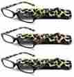 3pk-ercd315-bk-yl-an Eye-zoom 3pk Animal Print Yellow Arms Leopard Reading Glasses With Case