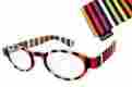 7374 Mardi Gras Stripes Calabria 2.50 Colorful Mardigras Striped Reading Glasses Spring Hinges Case