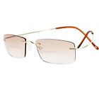 8015 Liansan 100 Titanium Rimless Bifocal Glass 1.00 Unisex Gold Free Shipping 701142018372