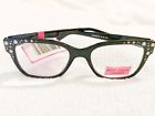 856831021239 Betsey Johnson Reading Glasses Embellished Thick Black Readers
