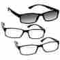 93095 Jobar International New Set 3 Unisex Black Frame Reading Glasses 2 Clear Lenses One Tinted 3.0 841110104772