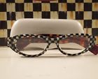 99002-002  Mackenzie Childs Courtly Check Tortoise Reading Glasses Readers Euc
