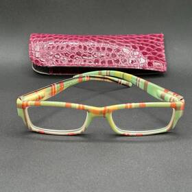 7815-100724-12.95 A.j. Morgan 53526 2.25 Reading Glasses Green Orange Plaid Flex Used