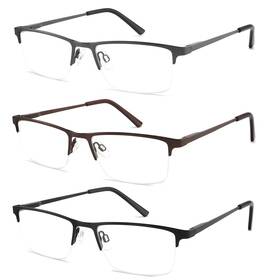 7013-c123-3.00 Acavefox 3 Pack Blue Light Blocking Reading Glasses Men Readers Anti Glare Uv Metal Se