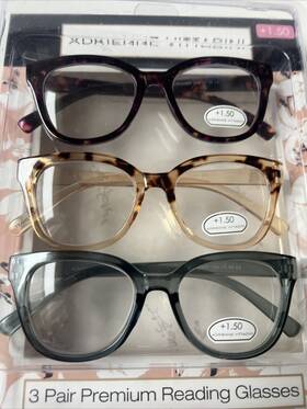 Adrienne Vittadini 800414577552 3 Pair Premium Reading Glasses 1.50 Tortoise Brown Clear