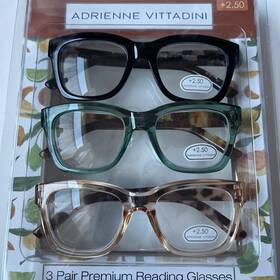 Adrienne Vittadini 800414586202 3 Pair Premium Reading Glasses 2.50 Black Teal Tan Nib