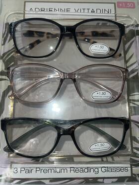 Adrienne Vittadini 800414595471 3 Pair Premium Reading Glasses 1.50 Black Rose Multi
