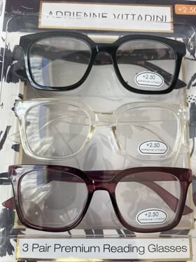 Adrienne Vittadini 800414595563 3 Pair Premium Reading Glasses 2.50 Black Clear Cranberry