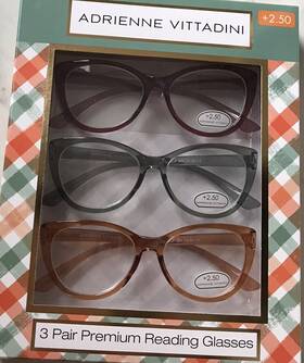 Adrienne Vittadini 800414596980 Women Premium Reading Glasses Strength 2.50 Set/box Of 3 New