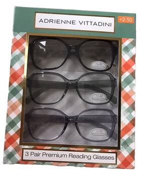 Adrienne Vittadini 800414597024 Women S Premium Reading Glasses Strength 2.50 Box Of 3 New
