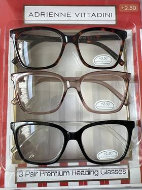 Adrienne Vittadini 800414597062 3-pack Premium Reading Glasses Readers 2.50 New Authentic