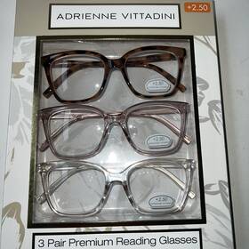 Adrienne Vittadini 800414601059 3 Pair Premium Reading Glasses 2.50 Tortoise Pink Clear