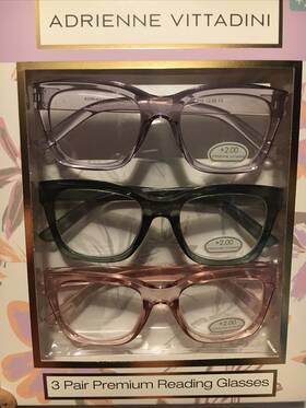 Adrienne Vittadini 800414605064 3-pack Premium Reading Glasses Readers 2.00 New Authentic