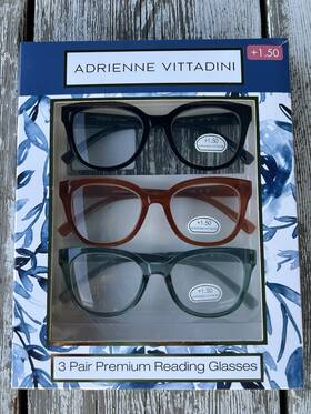 Adrienne Vittadini 800414627028 3-pack Premium Reading Glasses Readers 1.50 New Authentic
