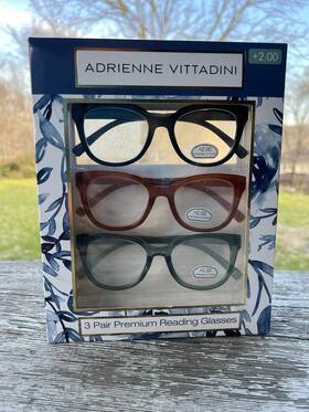 Adrienne Vittadini 800414627035 3-pack Premium Reading Glasses Readers 2.00 New Authentic