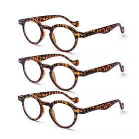 Fa0749 Amillet 3pack Mens Womens Round Retro Spring Hinges Reading Glasses Readers 1.0 1.5 2.5