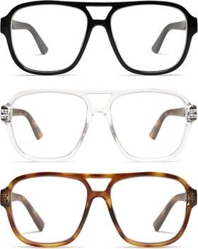 Amomoma 726084814530 3 Pack Oversized Aviator Spring Hinge Reading Glasses For Women Men