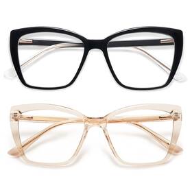 Am6031c1 Amomoma C7-3.00 Trendy Tr90 Oversized Blue Light Reading Glasses Women Stylish Square Cat Eye