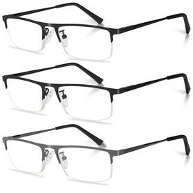 B0cr8zs67r Anourney 3-pack Mens Reading Glasses Lightweight Metal Half-frame Blue Light