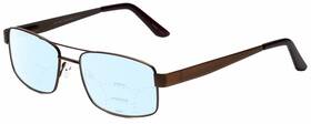 Antique 644042580627 Gotham Style 15 Mens Square Multi-focus Blue Light Glasses In Brown 56mm