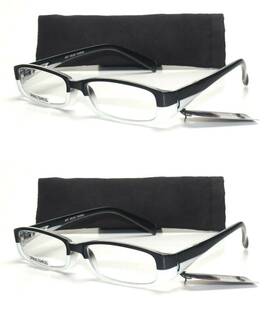 Rg917 Art Wear 2 Pair 2.50 Reading Glasses Small Black White Readers Spring Hinge