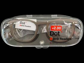 2240-91-20 B D Dot Readers 2.00 Brown Reading Glasses Rubberized Compact Folding With Case