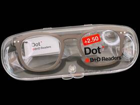 2240-91-25 B D Dot Readers 2.50 Brown Reading Glasses Rubberized Compact Folding With Case