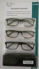 B61-6 1.75 Reading Glasses Design Optics By Foster Grant Fashionable Full Frame W Case 3 Pack