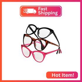 5013566-150.cgu Betsey Johnson Womens Plaid Cat Eye Reading Glasses Black Tortoise Magenta