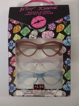 5014303 Betsey Johnson Womens 3-pr. Cateye Reading Glasses Set Readers 2.50 New