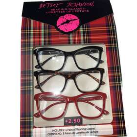 Ms0623 Betsey Johnson 3 Pair New Reading Glasses 2.50 Black/tortoise/red