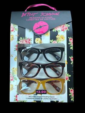 Vmp2008 Betsey Johnson 3pk Reading Glasses 2.00 Black Tortoise Yellow