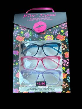 Vmp2031 Betsey Johnson 3 Pack Readers 2.50 Blue Pink Lilac