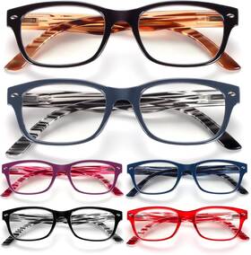 Bloexclu 445012226247 6 Pack Reading Glasses For Women Men Blue Light Blocking Spring Hinge C