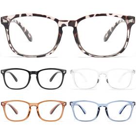 D615-03 Bls Blues 5 Pack Reading Glasses Blue Light Blocking Fashion Square Nerd Computer Read