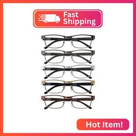Us-bl9668-14 Bls Blues 0.75 Businessman Rectangular Reading Glasses - Professional Durable Readers