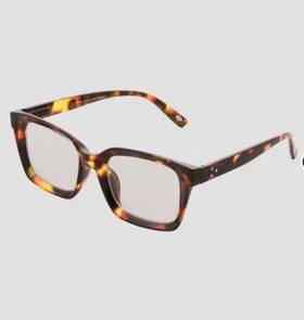 090016288 Blue Light Womens Shiny Plastic Rectangle Filtering Reading Glasses Dark Brown