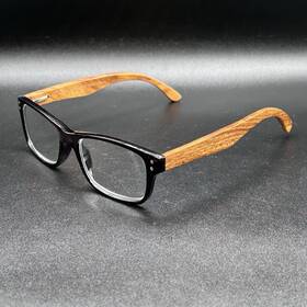 7373-082224-32.95 Blue Planet Bp2031 2.50 Reading Glasses Blackish With Wood Temples Flex Used