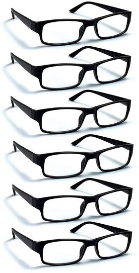 Boost Eyewear 090696261250 6 Pack Reading Glasses Traditional Black Frames For Men And Women With Com