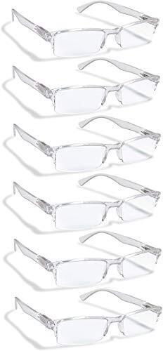 Boost Eyewear 090696281500 6 Pack Reading Glasses Clear Half Rim Frames For Men And Women With Comfor