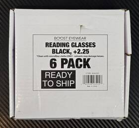 26225 Boost Eyewear 2.25 Reading Glasses Traditional Black Frames Pack Of 6 Read