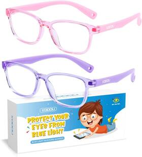 Brand Kddou 371180330899 2 Pack Kids Blue Light Blocking Glasses For Girls And Boys 3-12 Pink Purple