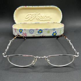 8980-021925-79.95 Brighton Wilde Folding 1.00 Reading Glasses Silver-tone Used With Decorative Tin