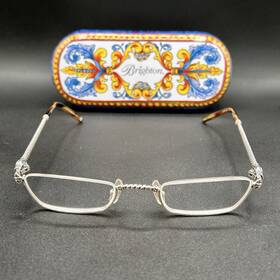 9506-053125-27.95 Brighton Hemingway 2.0 Half-rim Reading Glasses Silver And Tort Used With Case